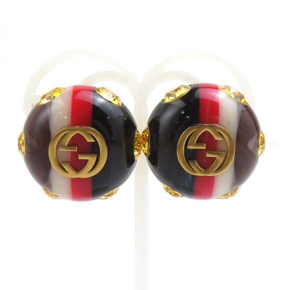 Gucci earrings resin and metal navy red white gold for women. Free ship...